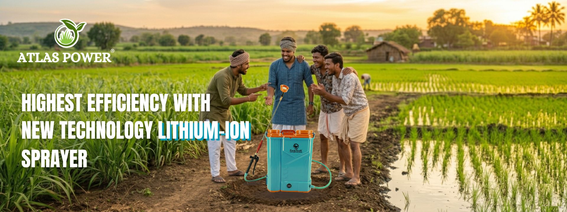 Atlas Power Lithium-Ion Battery Sprayer by FarmKraft – Highest Efficiency with New Technology for modern Indian agriculture